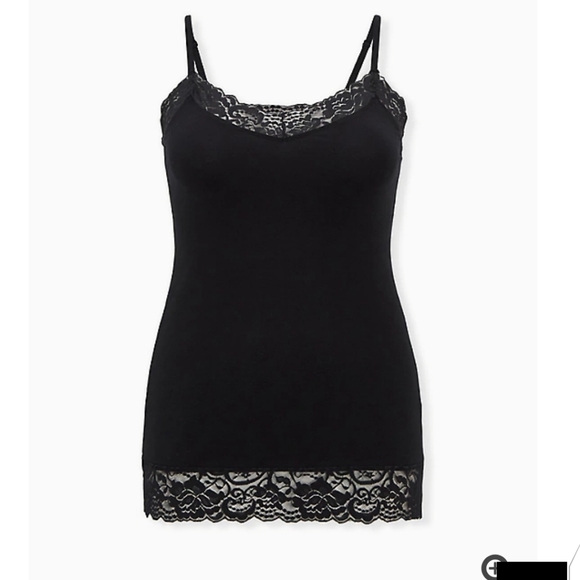 torrid Tops - 🆕BLACK LACE TRIM V-NECK FOXY CAMI